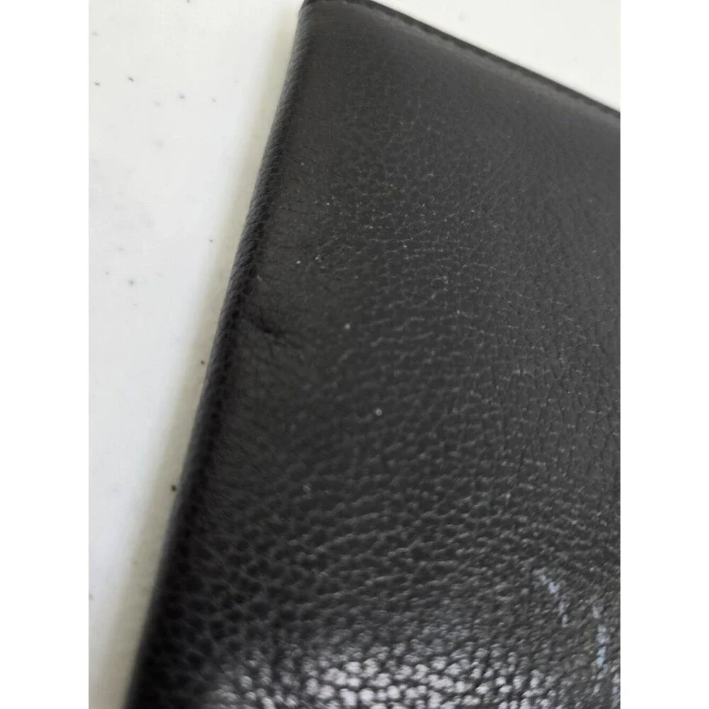 Emanuel Ungaro Bifold Wallet Black Gold Tone Mens Leather Vintage Small